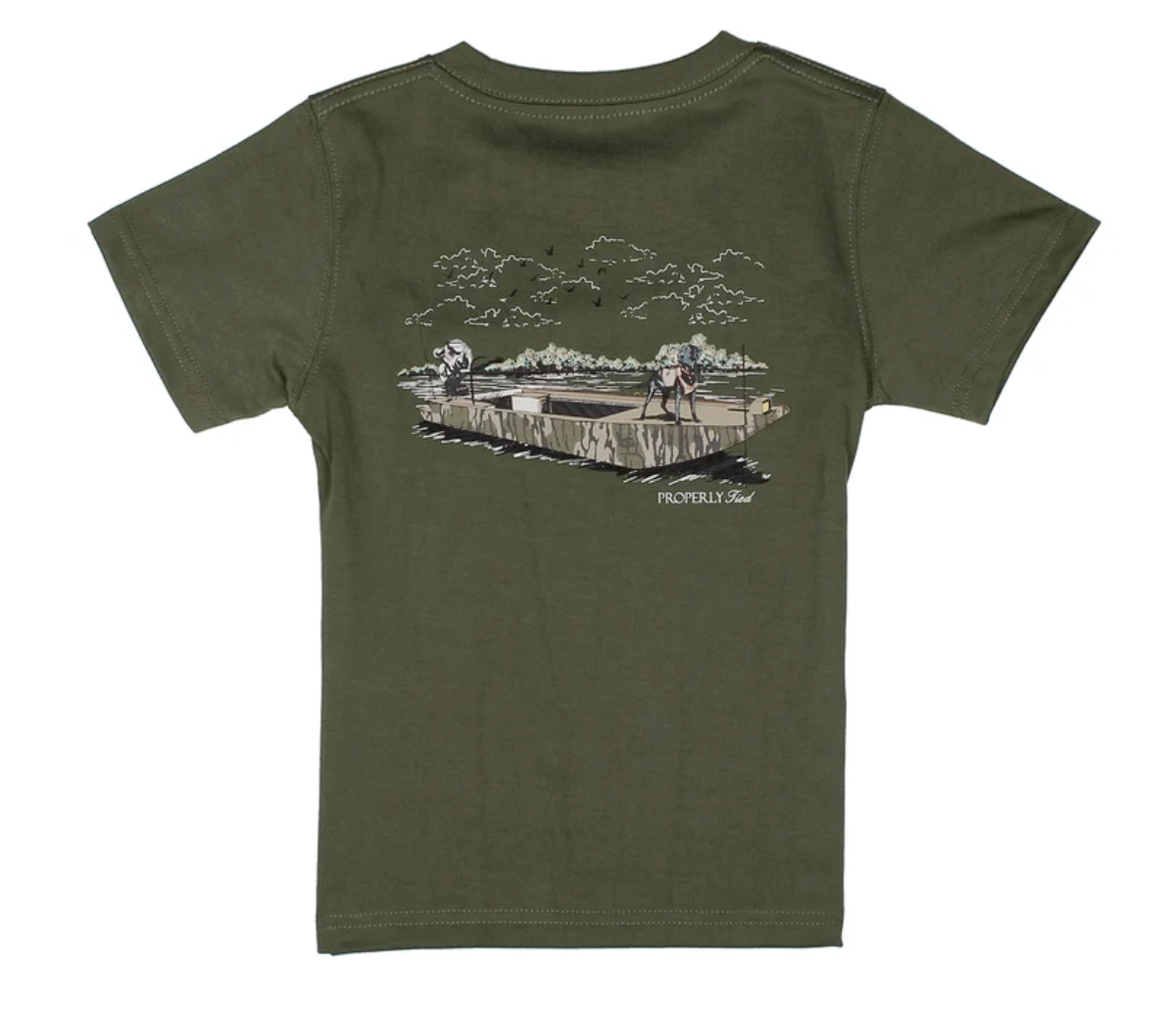 Properly Tied Mossy Oak Boat Ride SS Tee - Olive