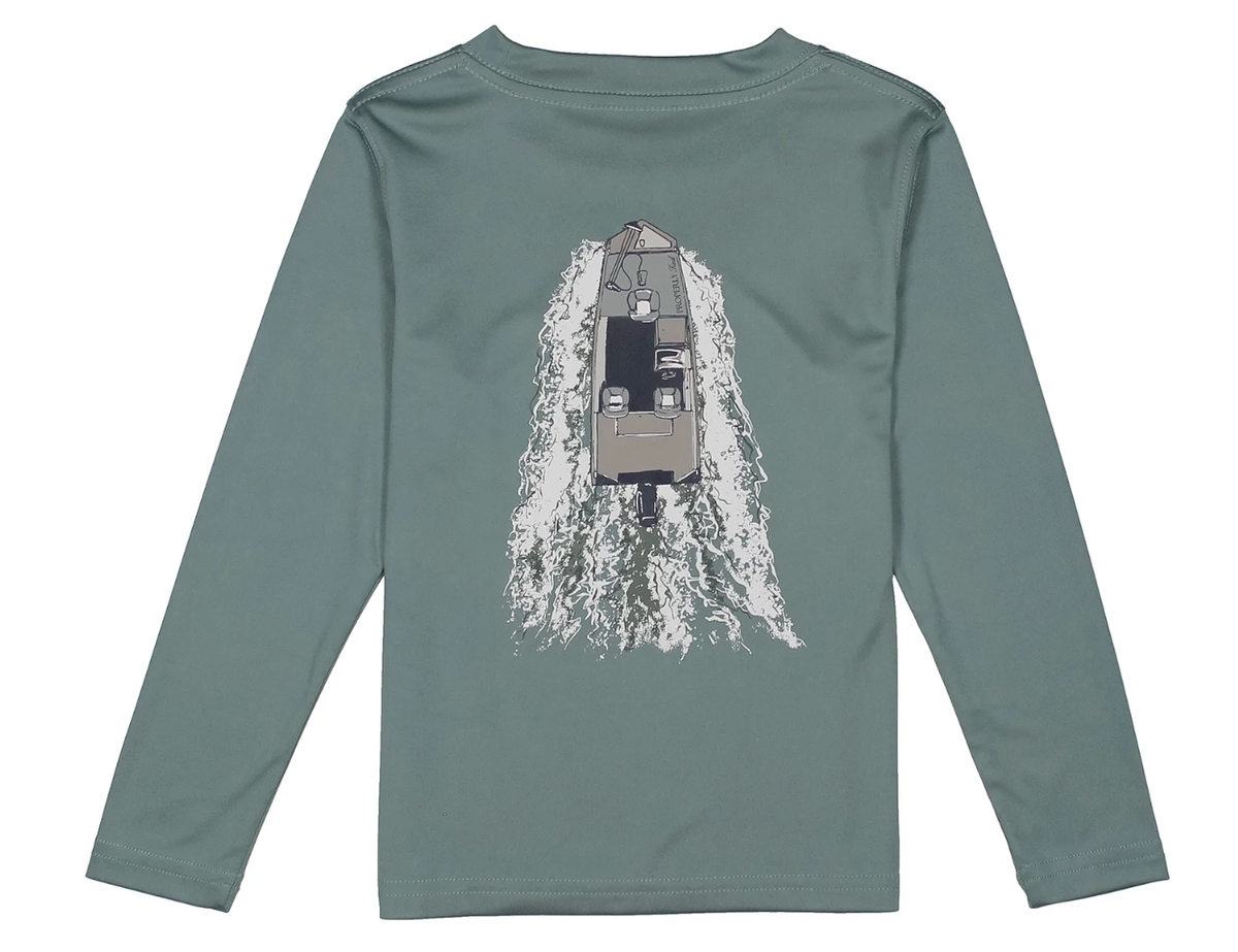 Properly Tied Performance Tee LS On the Water - Steel Blue