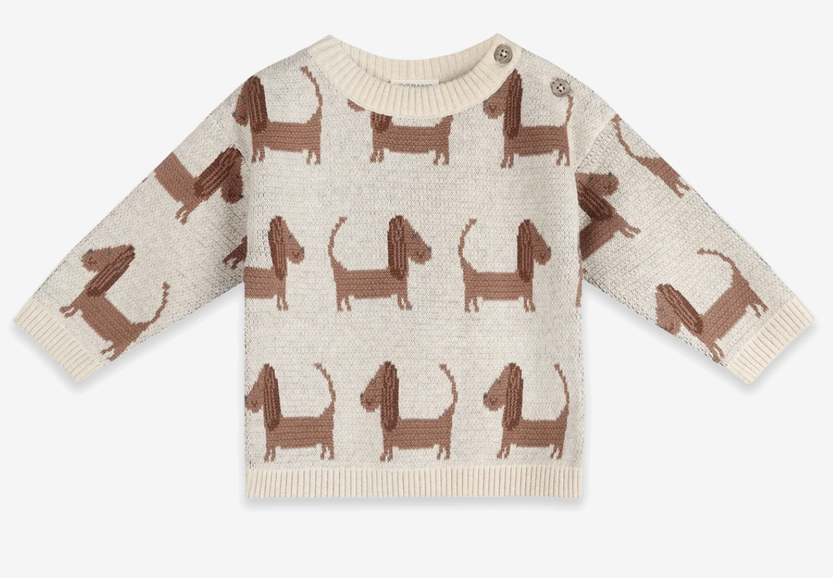 Viverano Doxie Dog Jacquard Knit Baby Pullover