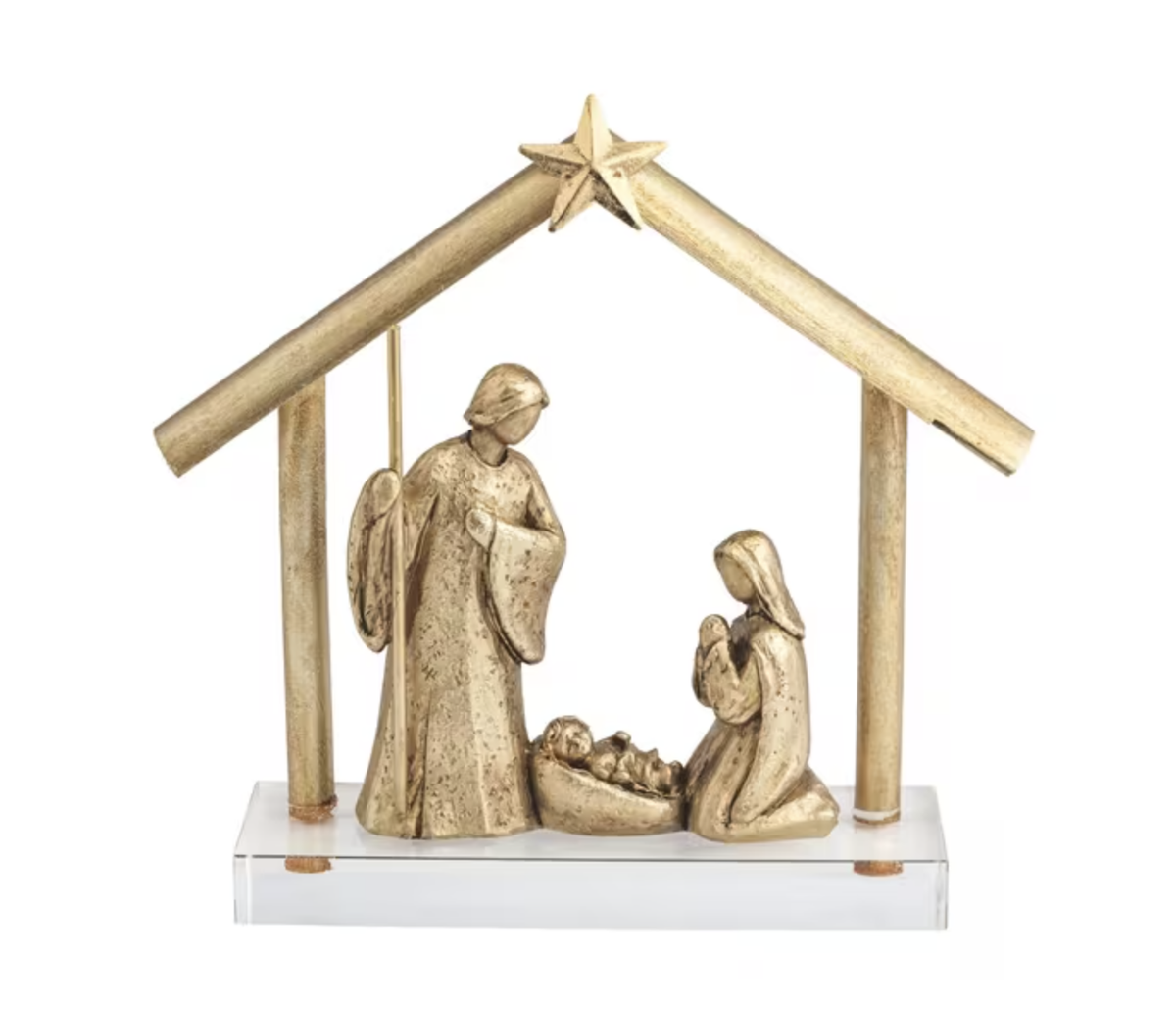 Mud Pie Acrylic Base Gold Nativity