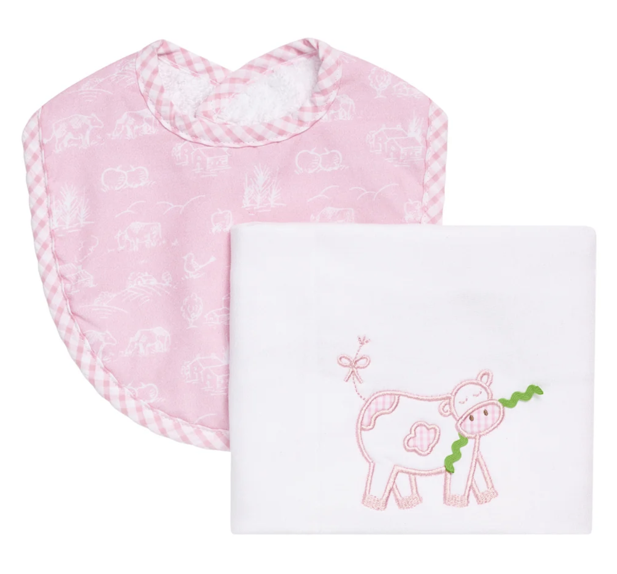 3marthas Moo-velous Bib & Burp Set - Pink
