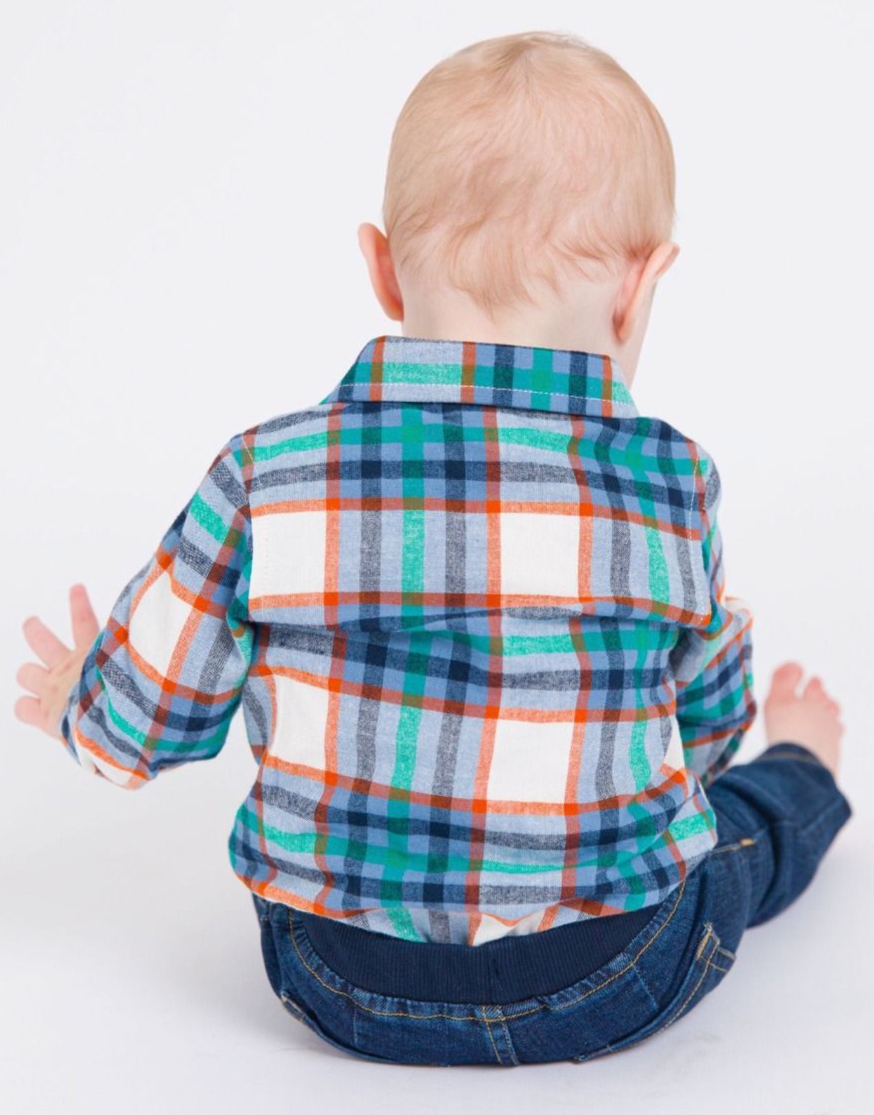 RuffleButts Peyton L/S Button Down Bodysuit