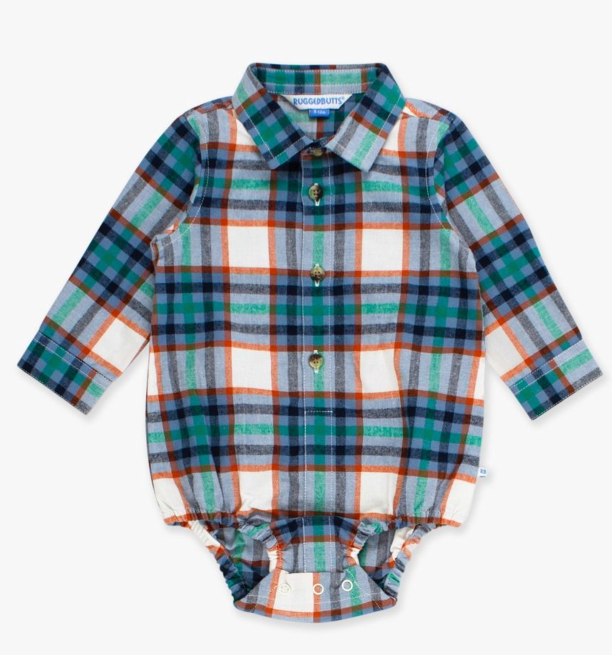 RuffleButts Peyton L/S Button Down Bodysuit