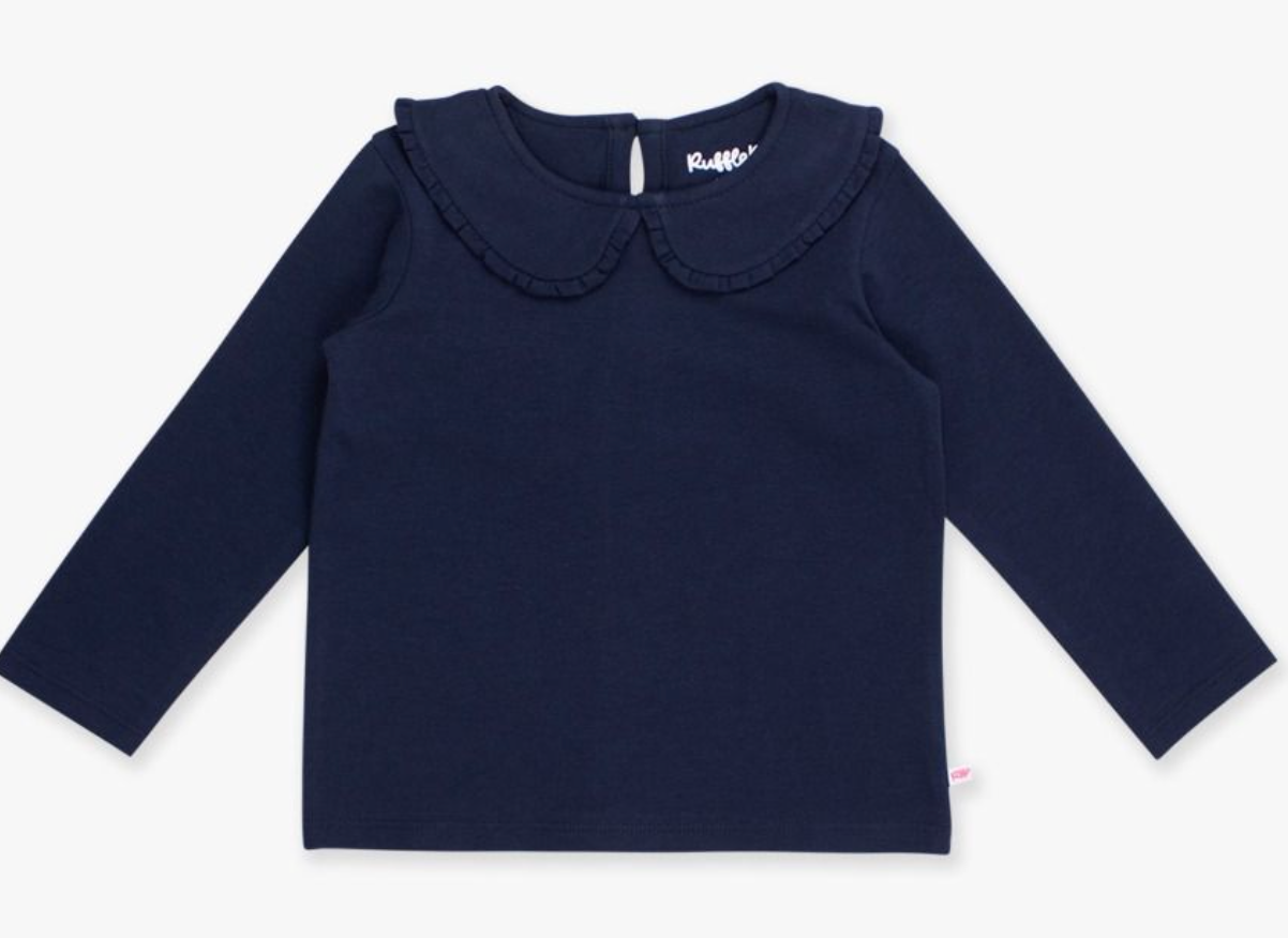 RuffleButts Dark Navy L/S Peter Pan Tee