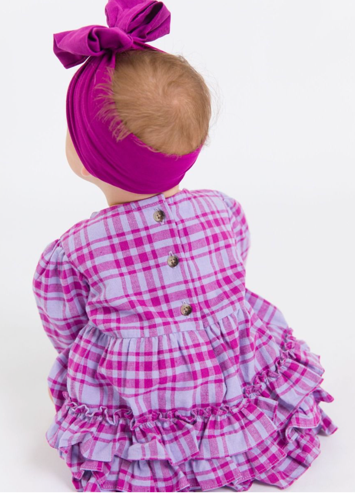 RuffleButts Harper Plaid L/S Romper