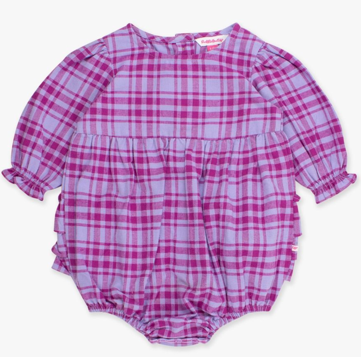 RuffleButts Harper Plaid L/S Romper