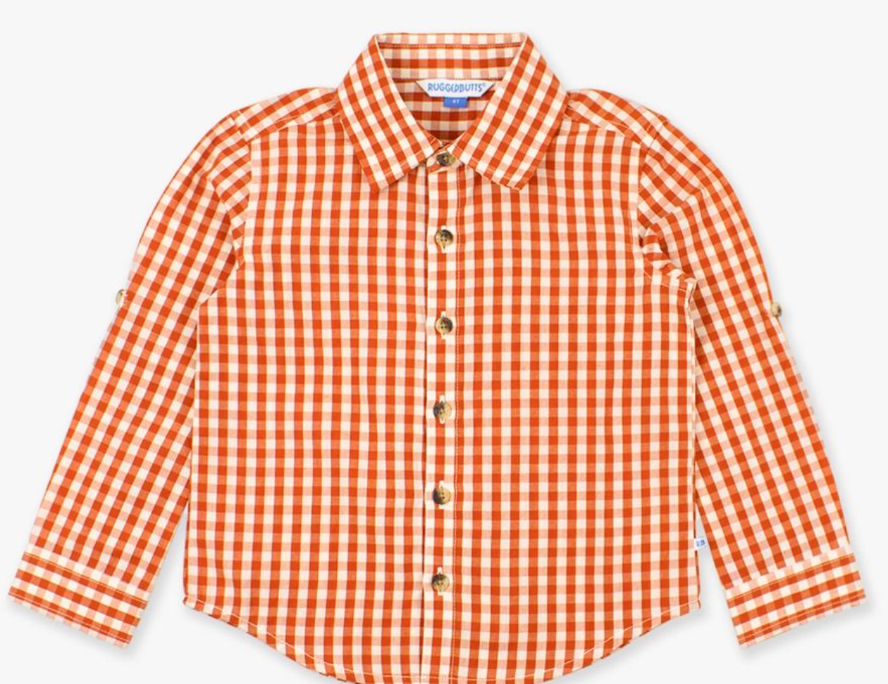 RuffleButts Classic Rust Gingham L/S Button Down