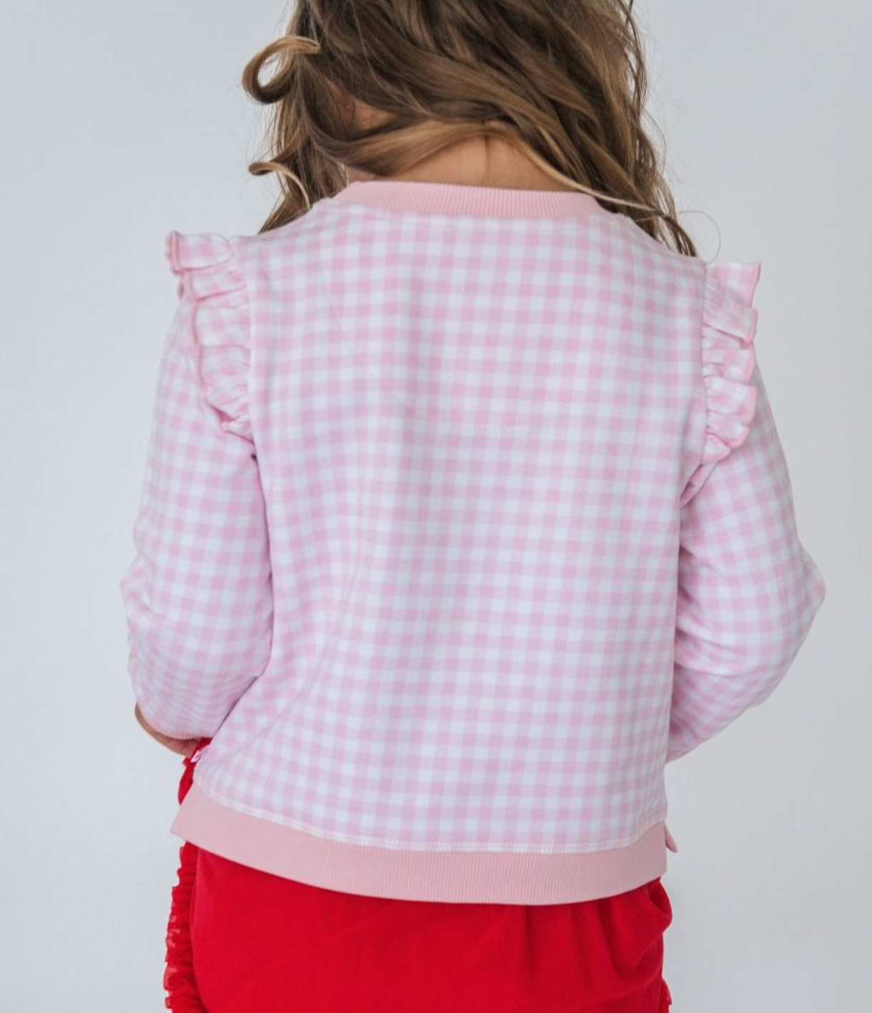 RuffleButts Dear Santa Gingham Sweatshirt