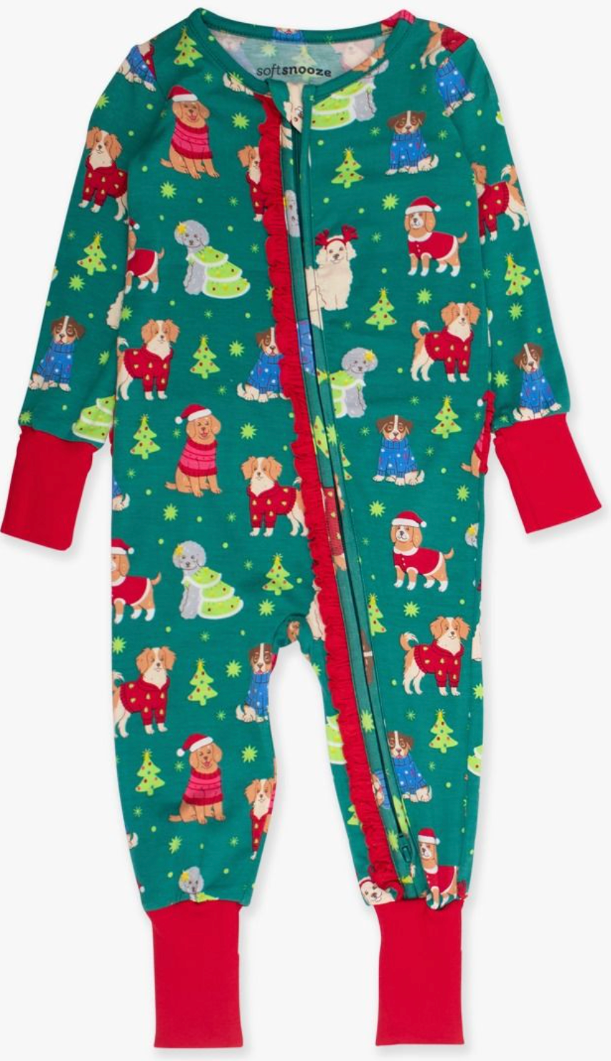 RuffleButts Paw-liday Ruffle One Piece PJ
