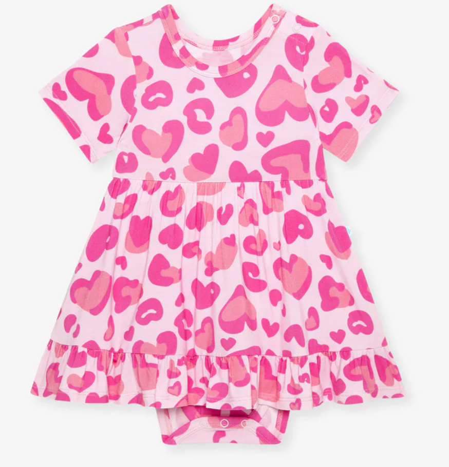 Posh Peanut Love Leopard Ruffled Twirl Bodysuit Dress