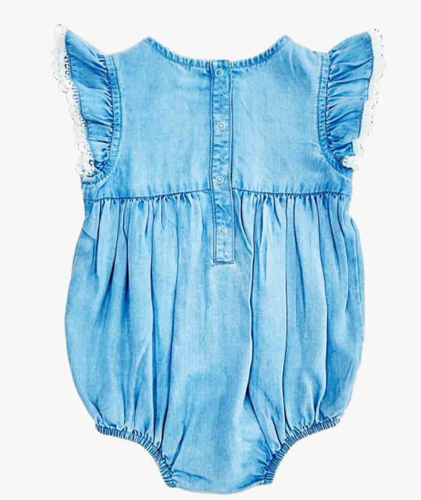 Blu & Blue Delia Embroidered Flower Onesie