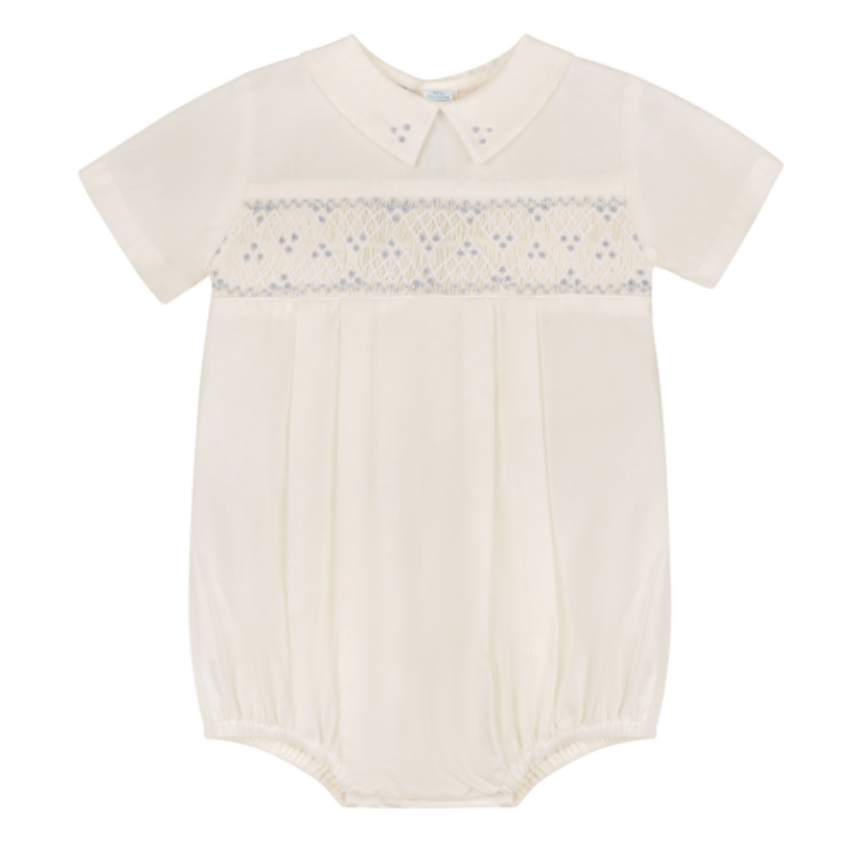 Feltman Bros. Boys Heritage Bleu Romper Ivory