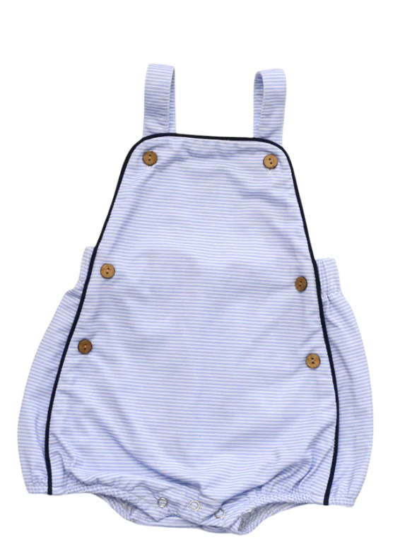 Be Girl Overall Romper -Blue Pinstripe