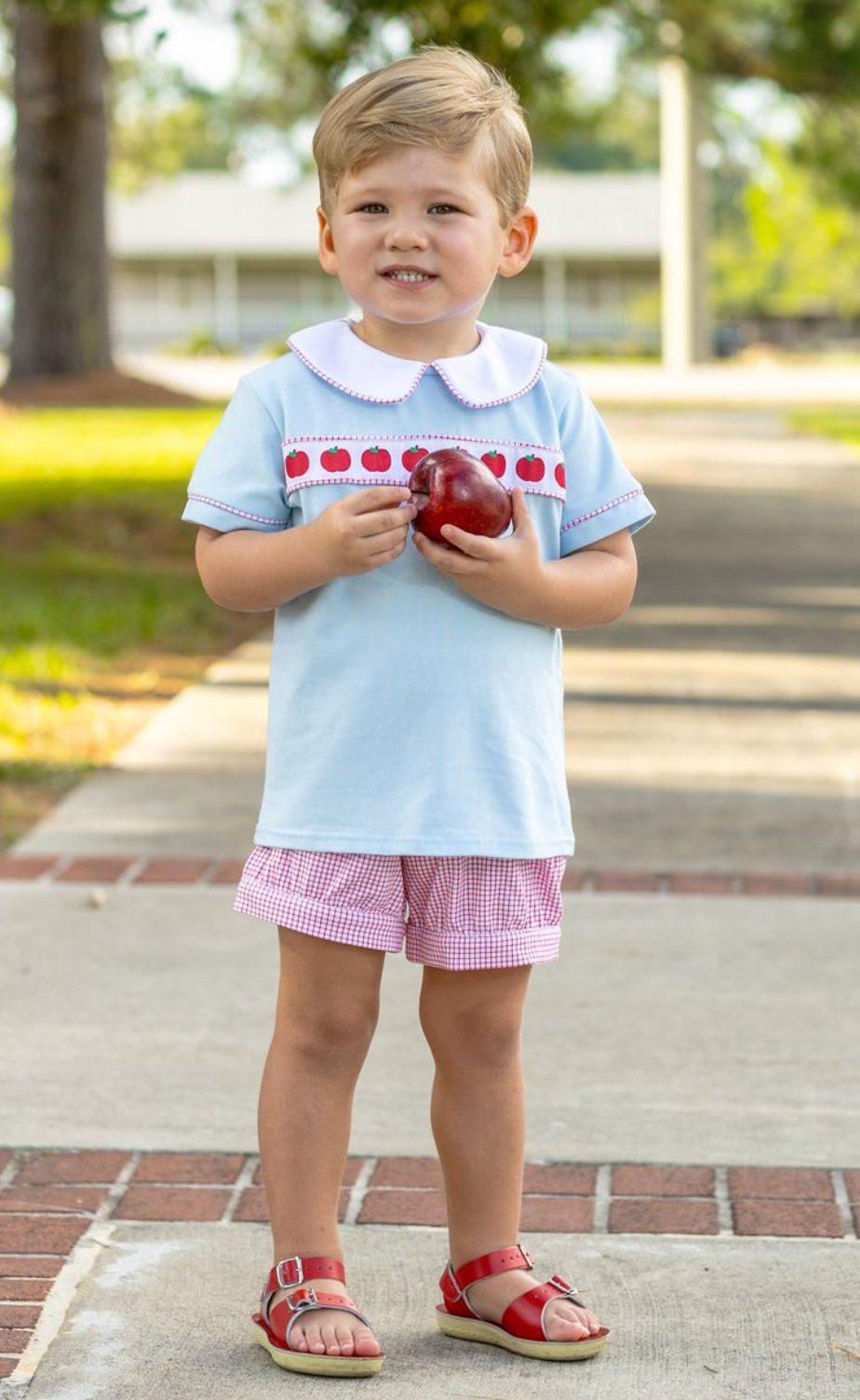 Trotter Street Kids Apple Ribbon Banded Short Set