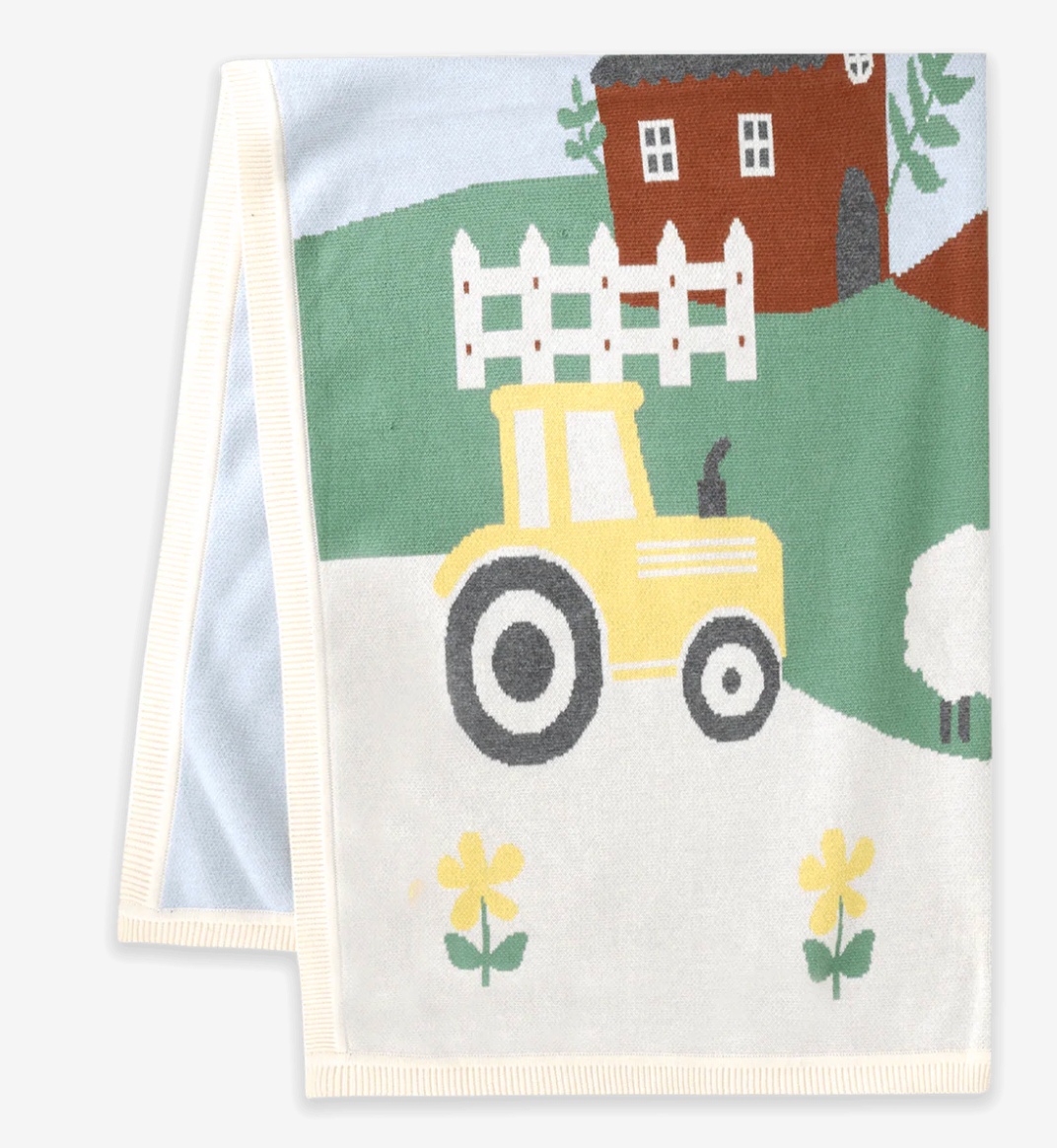 Viverano Sunny Farm Organic Jacquard Knit Baby Blanket