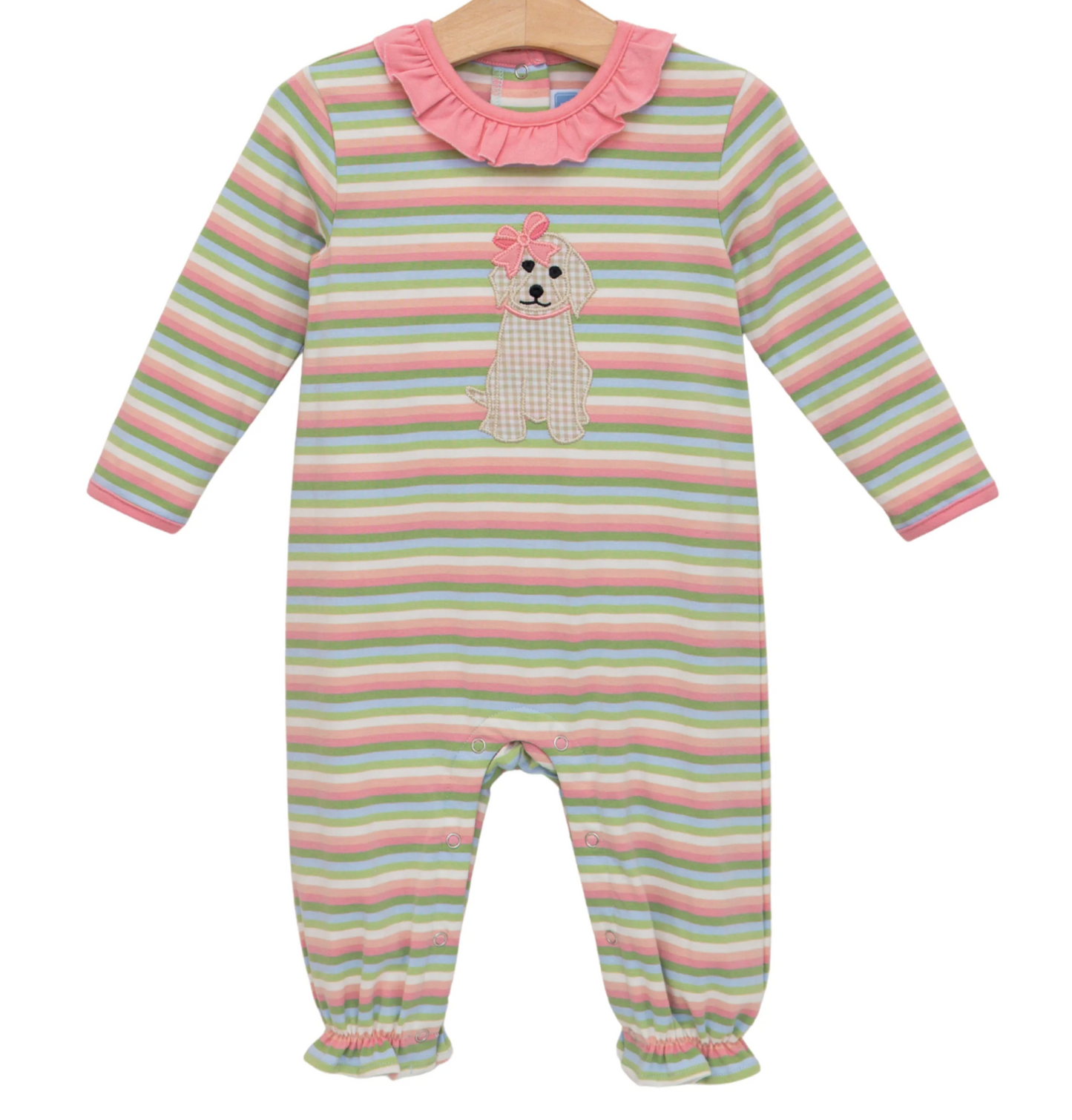 Trotter Street Kids Puppy Ruffle Romper - Girls