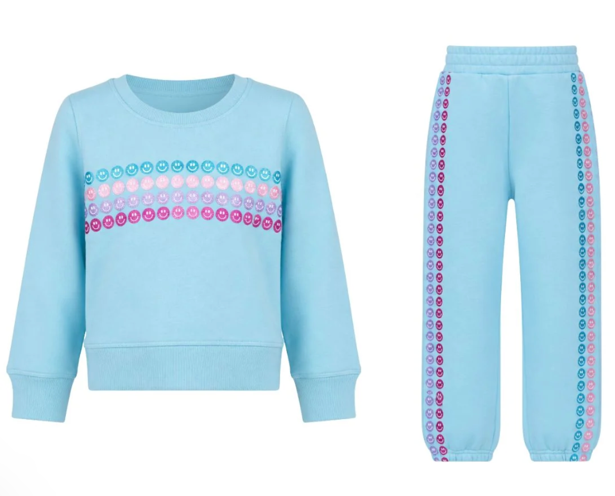 Azarhia Fall Glitter Smiley Jogger Set