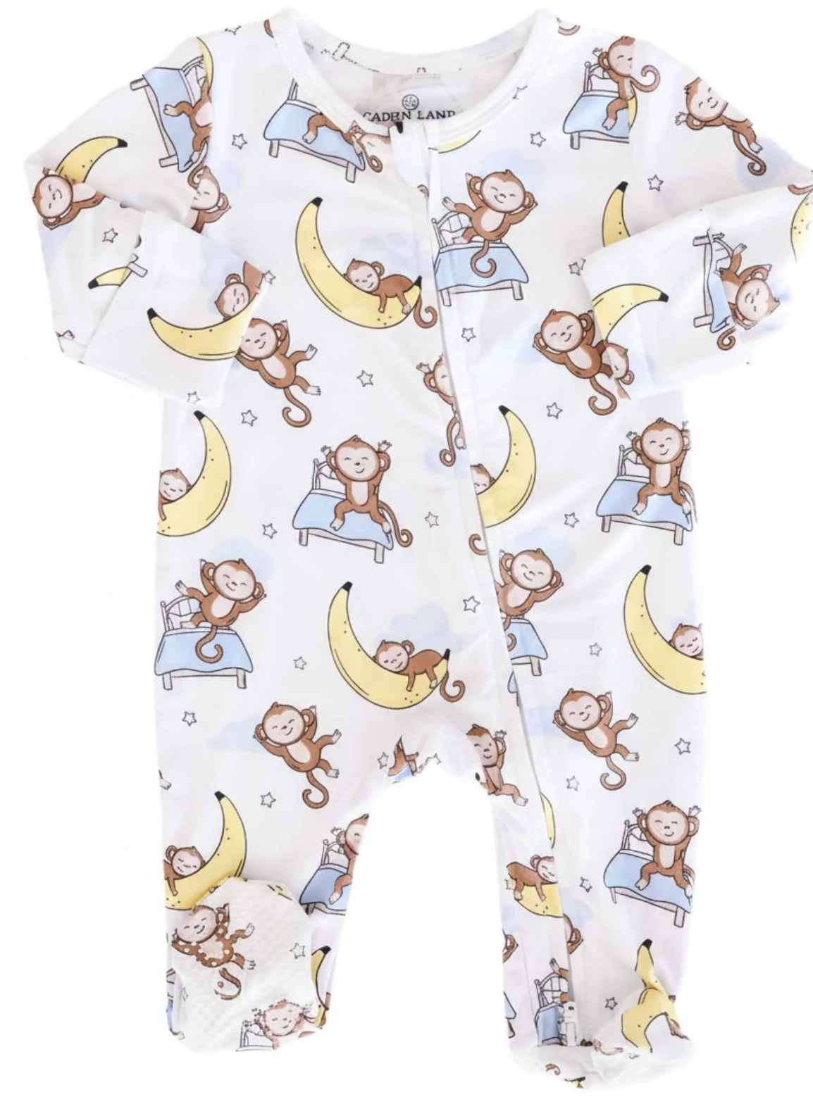 Caden Lane Monkey See, Monkey Snooze Zipper Footie
