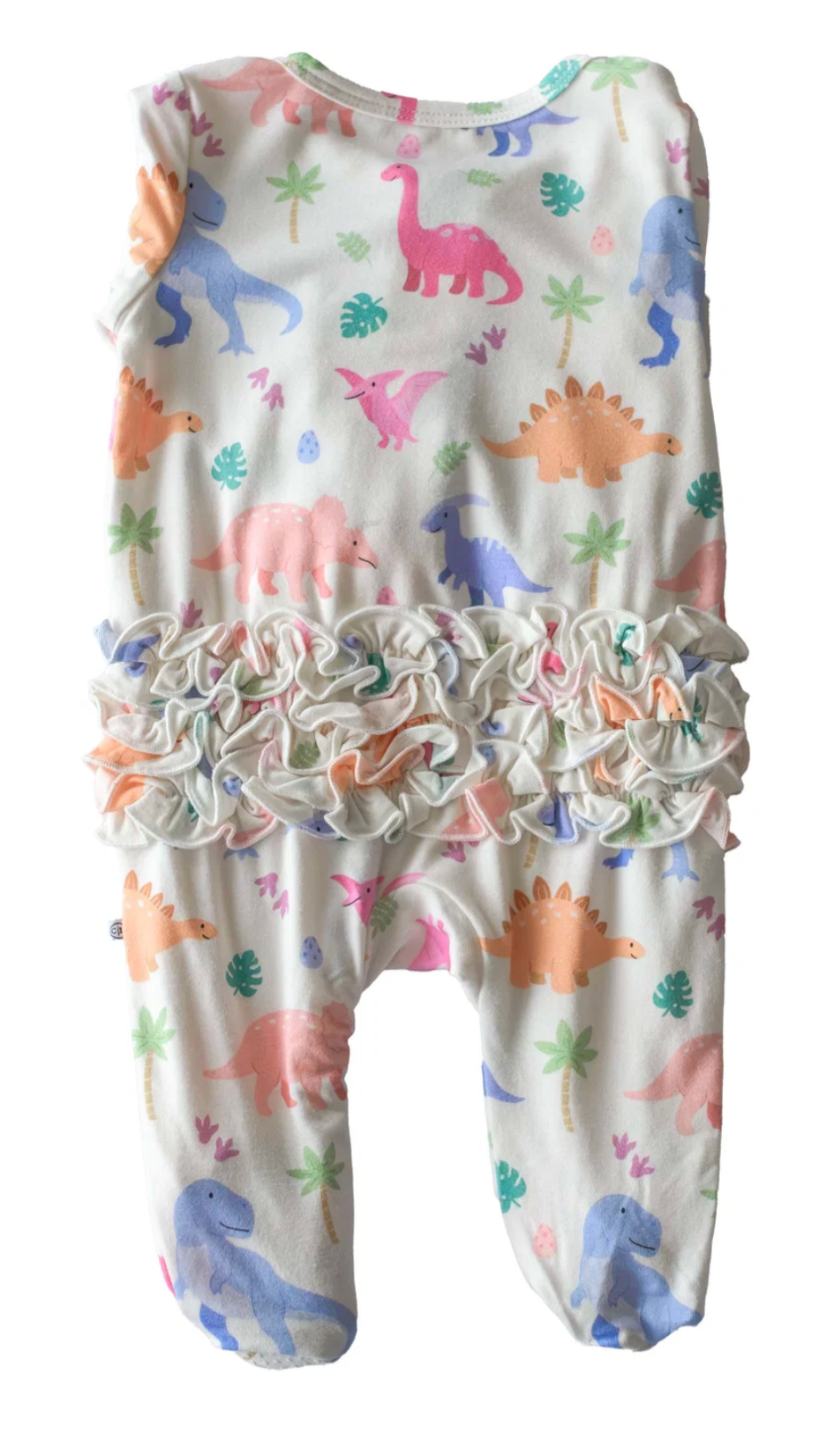 Caden Lane Little Fossil Ruffle Bamboo Zipper Footie