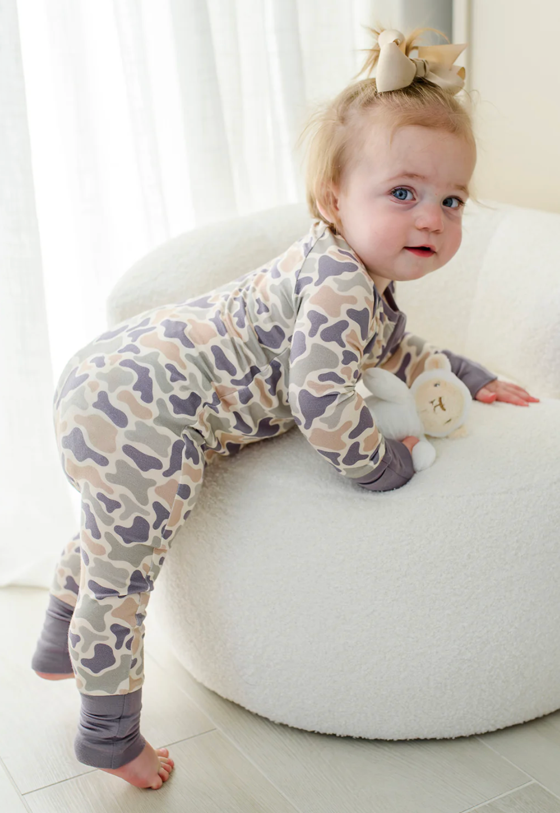 Caden Lane Camo Cutie Zipper Romper - Unisex