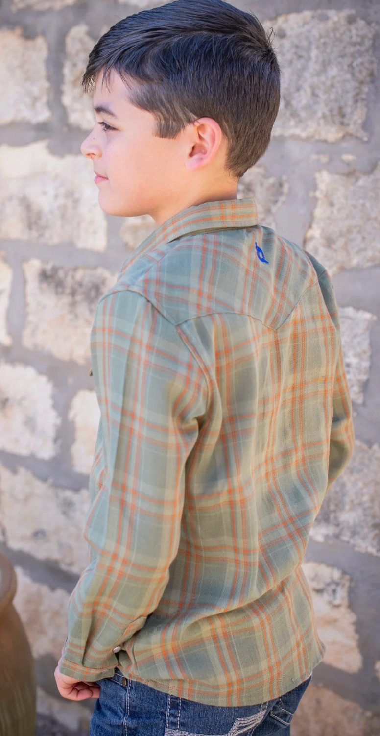 Blue Quail Deer Camp Plaid Flannel Pearl Snap LS Shirt