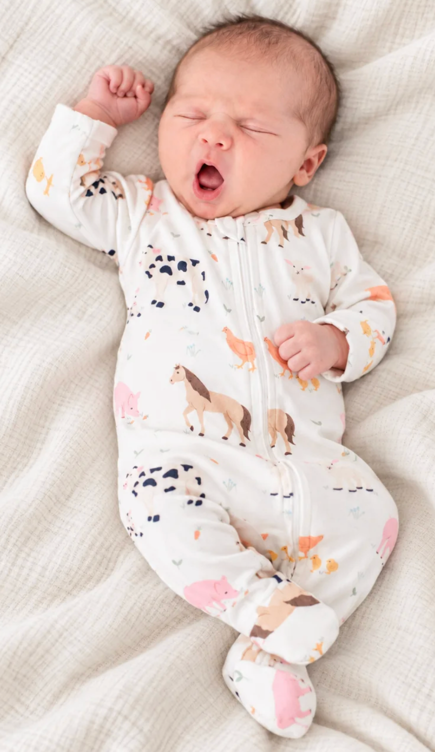 Caden Lane Zipper Footie - Farm Animals