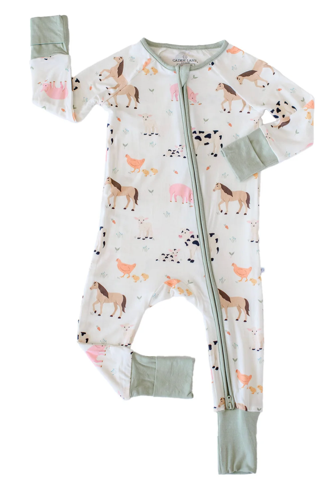 Caden Lane Convertible Zipper Romper - Farm Friends