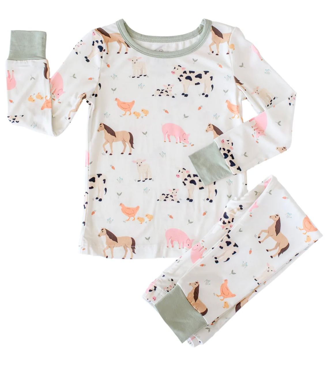 Caden Lane Two Pc Bamboo Pajama Set - Farm Friends