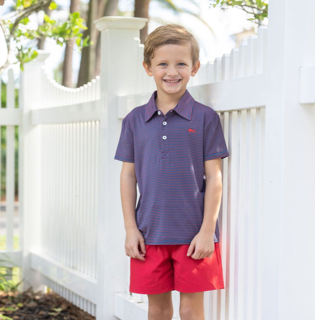 SWB Bank Performance Polo Navy/Red Stripe
