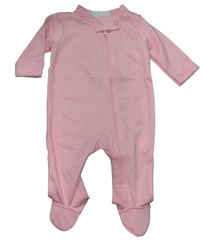 Pima Pink Zipper Footie