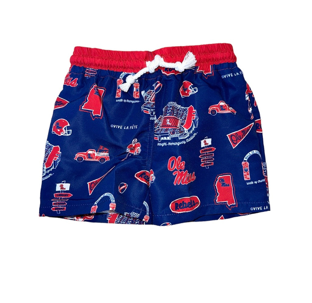 Ole Miss Printed Swim Trunk
