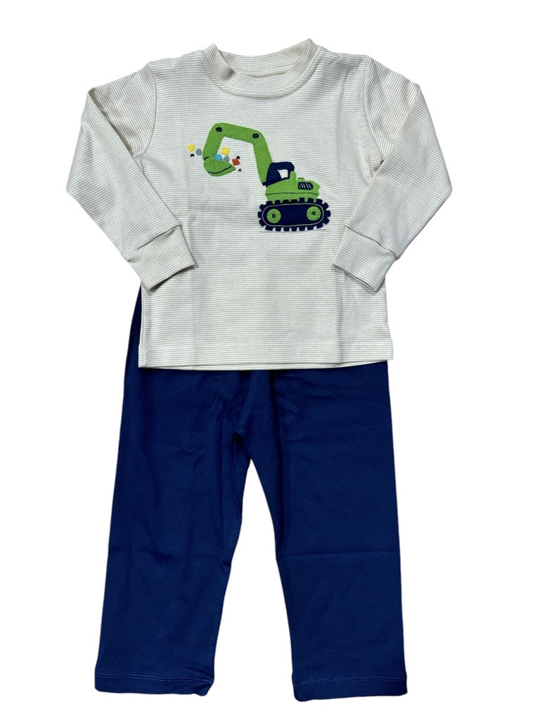 Squiggles Jolly Green Scoop Pant Set Beige/Navy