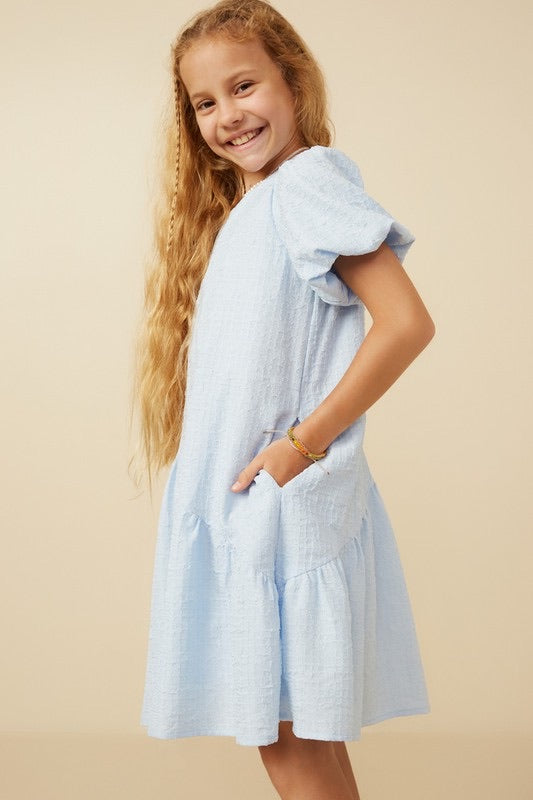 Girls Lt Blue Dress W/Pockets