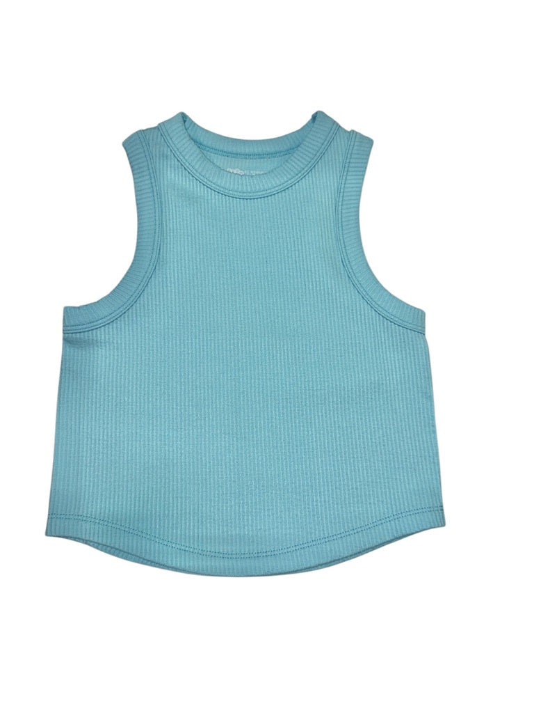 Ice Blue Cropped Racer Back Top