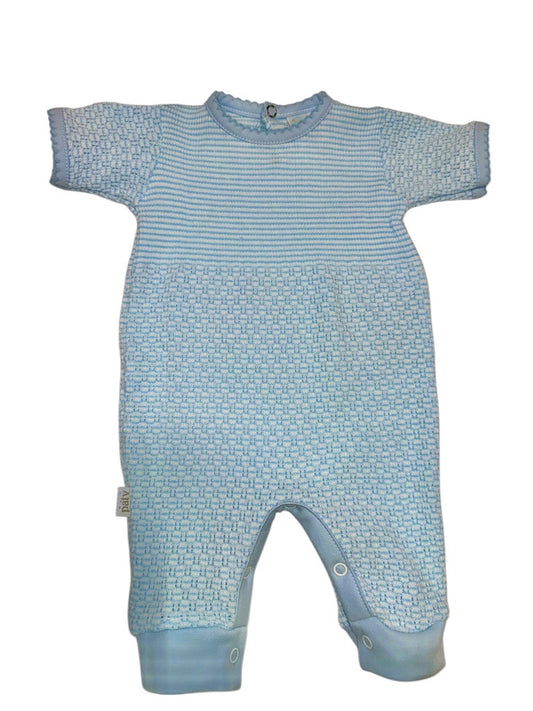 Paty SS Romper Pima Trim Blue/Blue