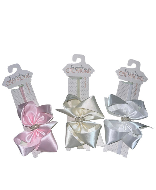 1/4" Pantyhose Headband W/ 3.5" Satin Bow With Pearls