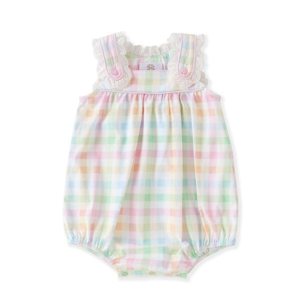 Swoon Baby Pastel Gingham Eyelet Trim Bubble