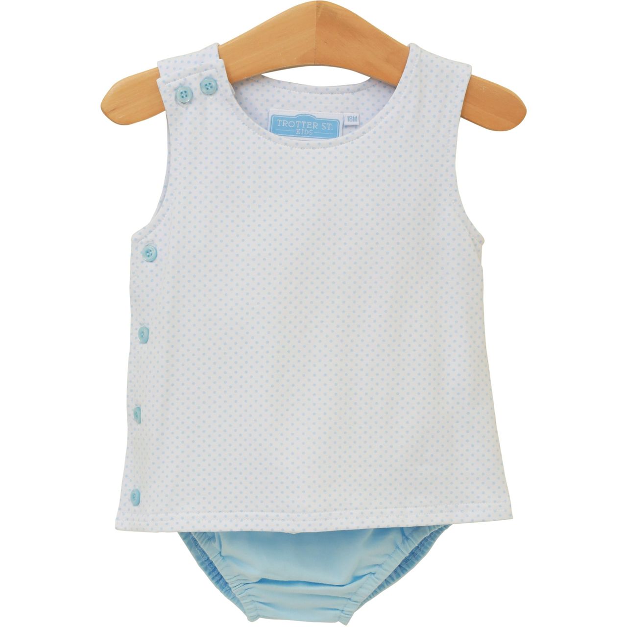 Trotter Street Kids Shepherd Diaper Set Lt Blue Bitty Dot