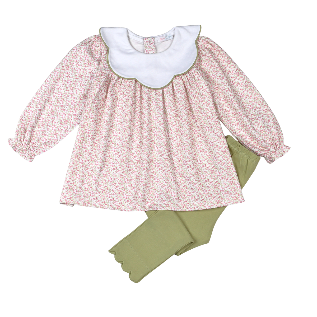 Baby Loren Melody Pima Scallop Collar Top Set
