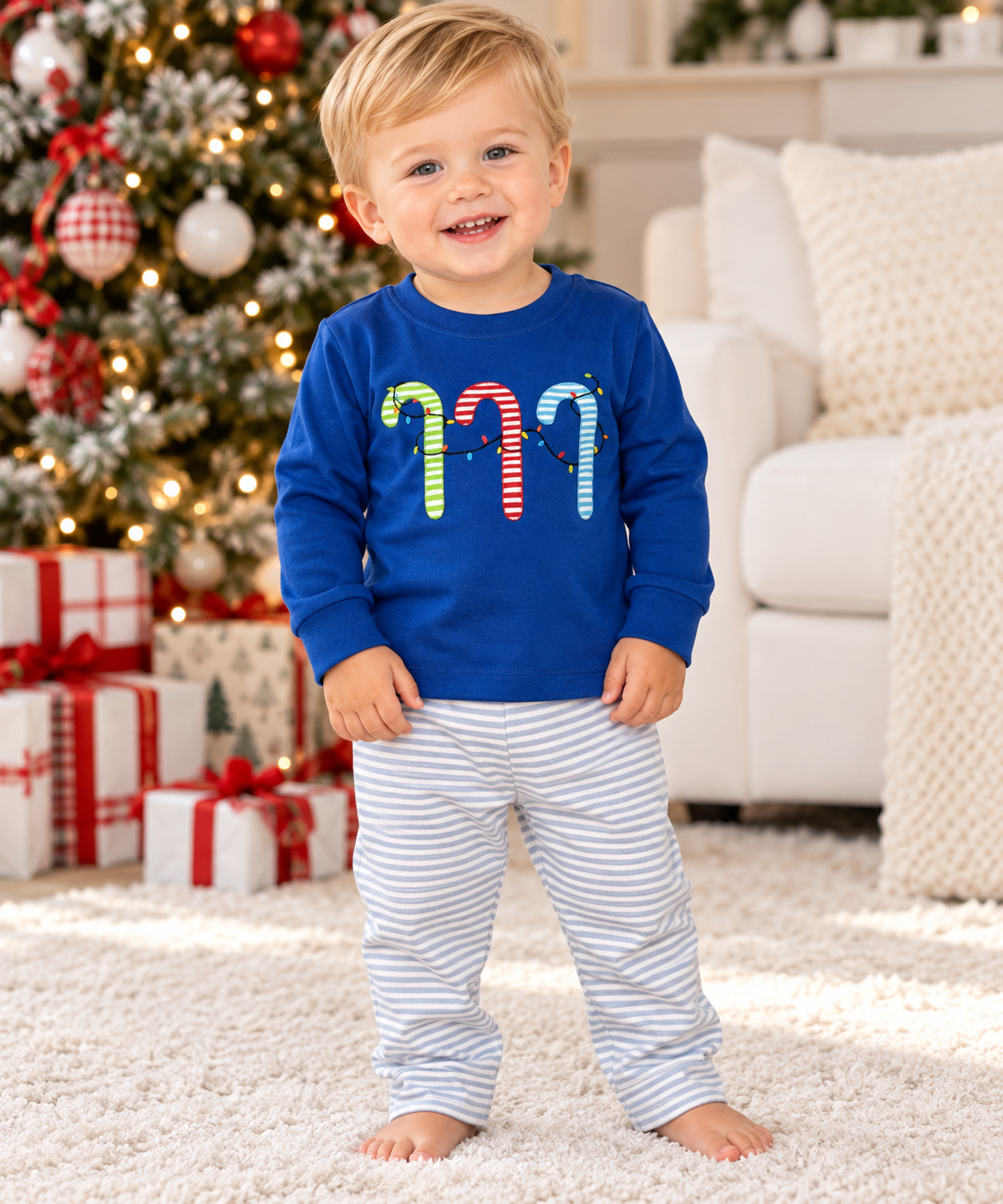 Squiggles Candy Cane Lights Pant Set