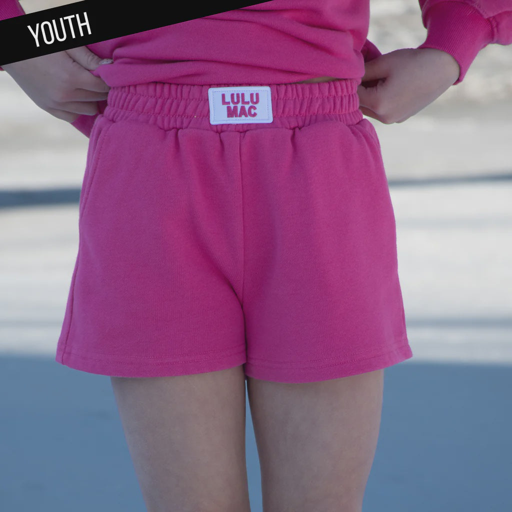 Lulu Mac Youth Terry Cloth Shorts - Ht Pink