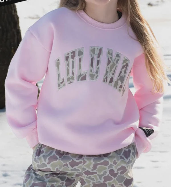 Lulu Mac Youth Sweatshirt Light Pink White Camo
