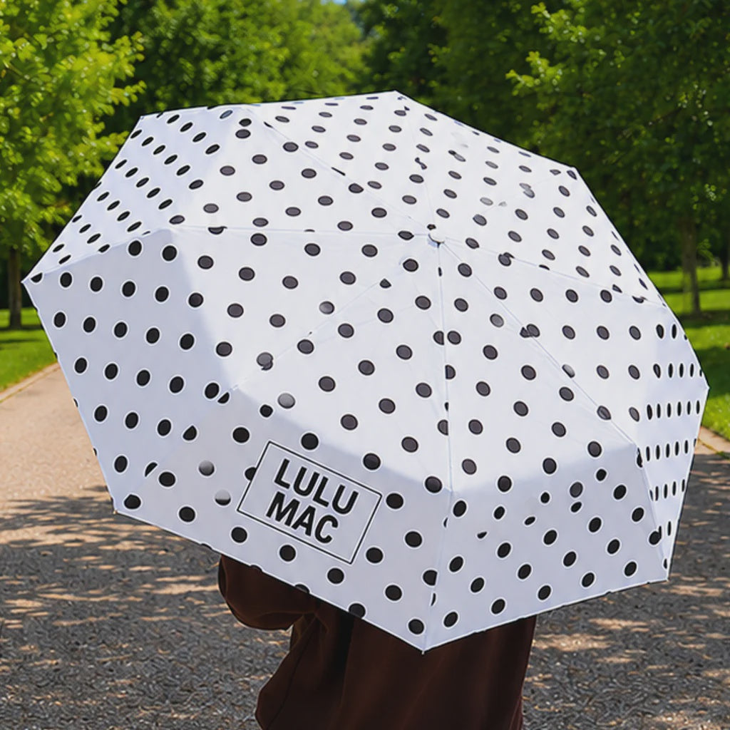 Lulu Mac Umbrella - White/Black Dots