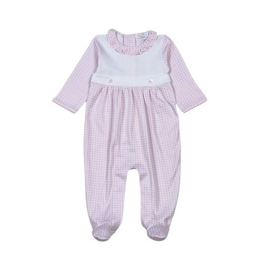 Baby Loren Ping Gingham Two Button Footie