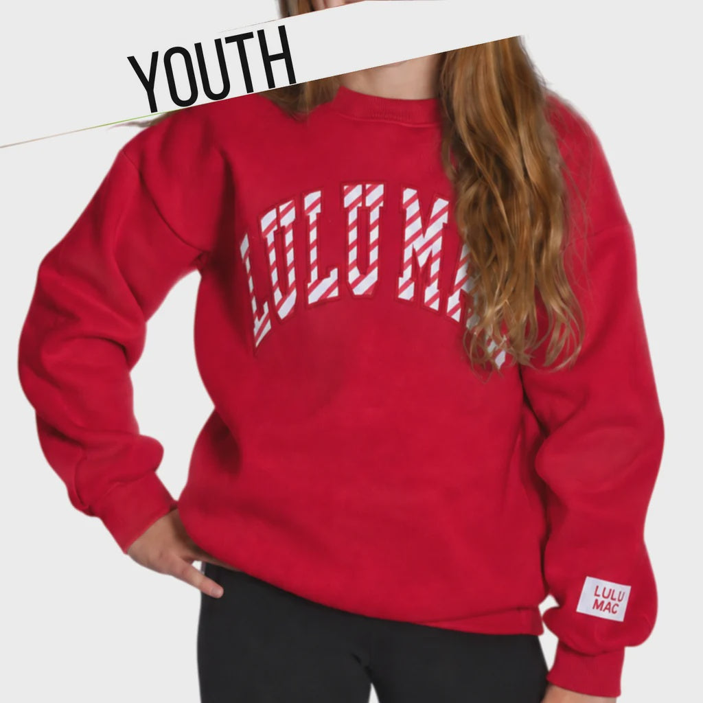 Lulu Mac Youth Candy Cane Sweatshirt - Red