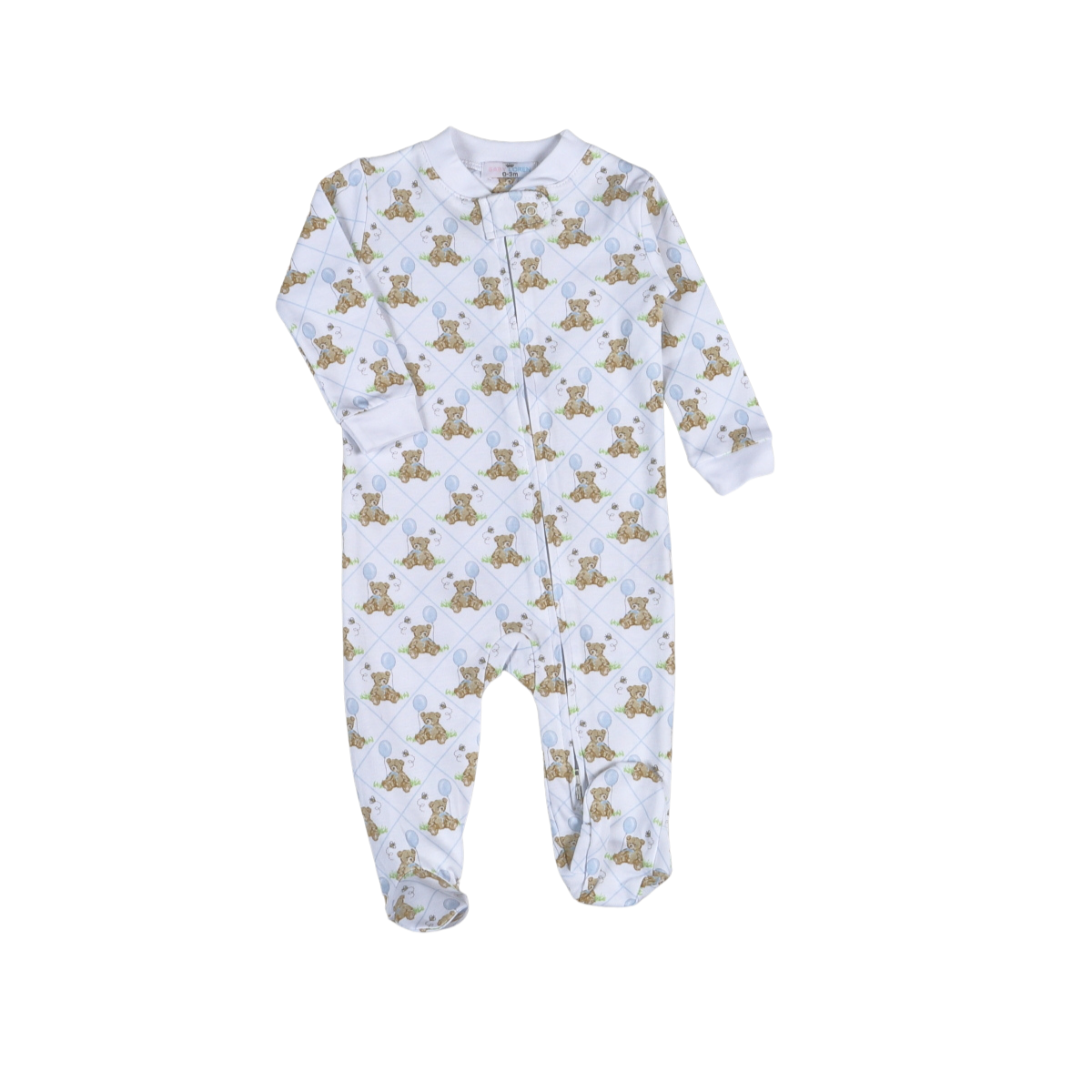 Baby Loren Teddy Bear Zipper Footie - Blue