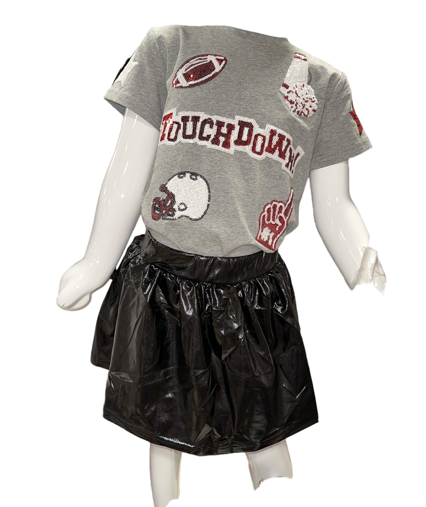 BC Maroon and White Football Collage Sequin Shirt
