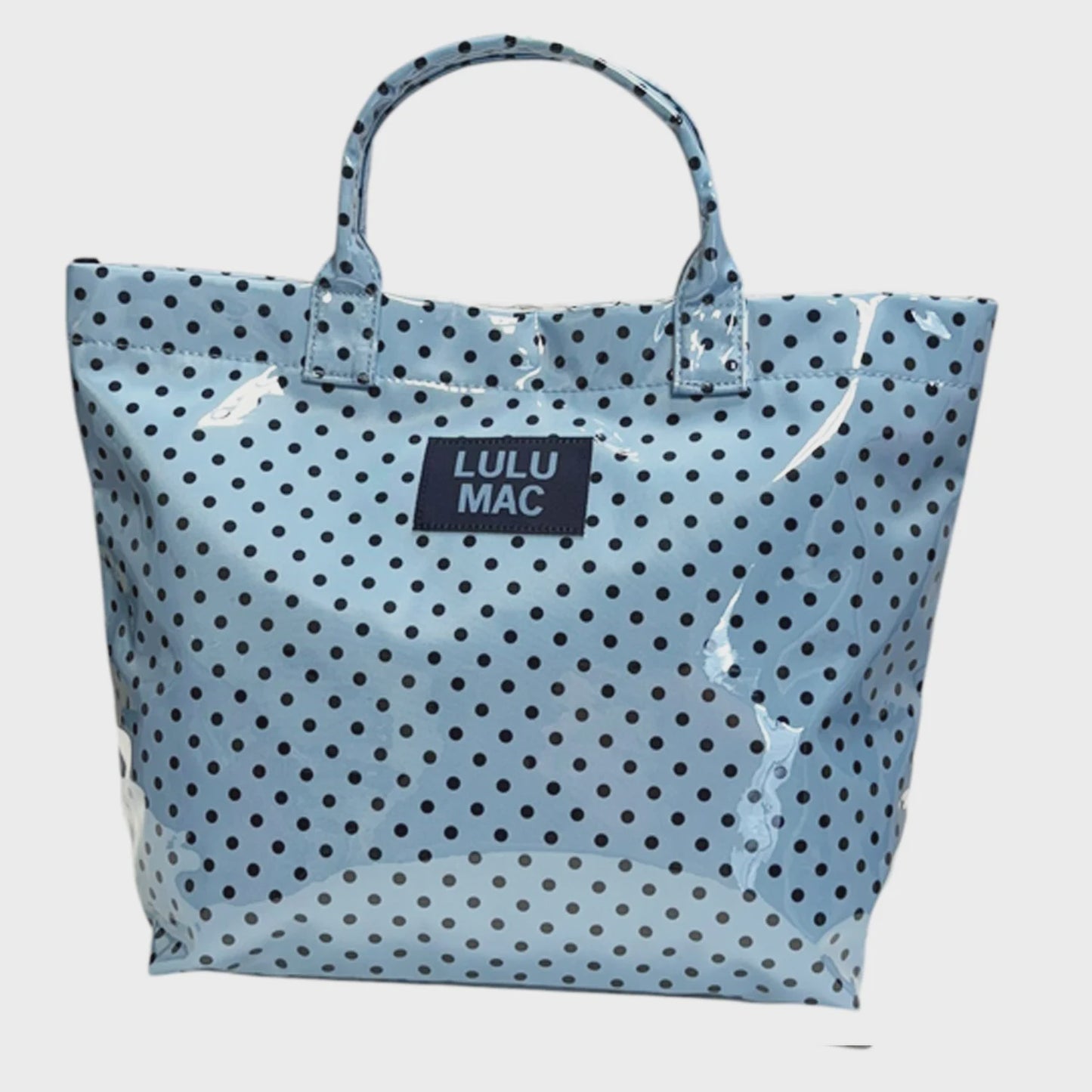 Lulu Mac Tote Bag - Lt Blue/Navy Dot