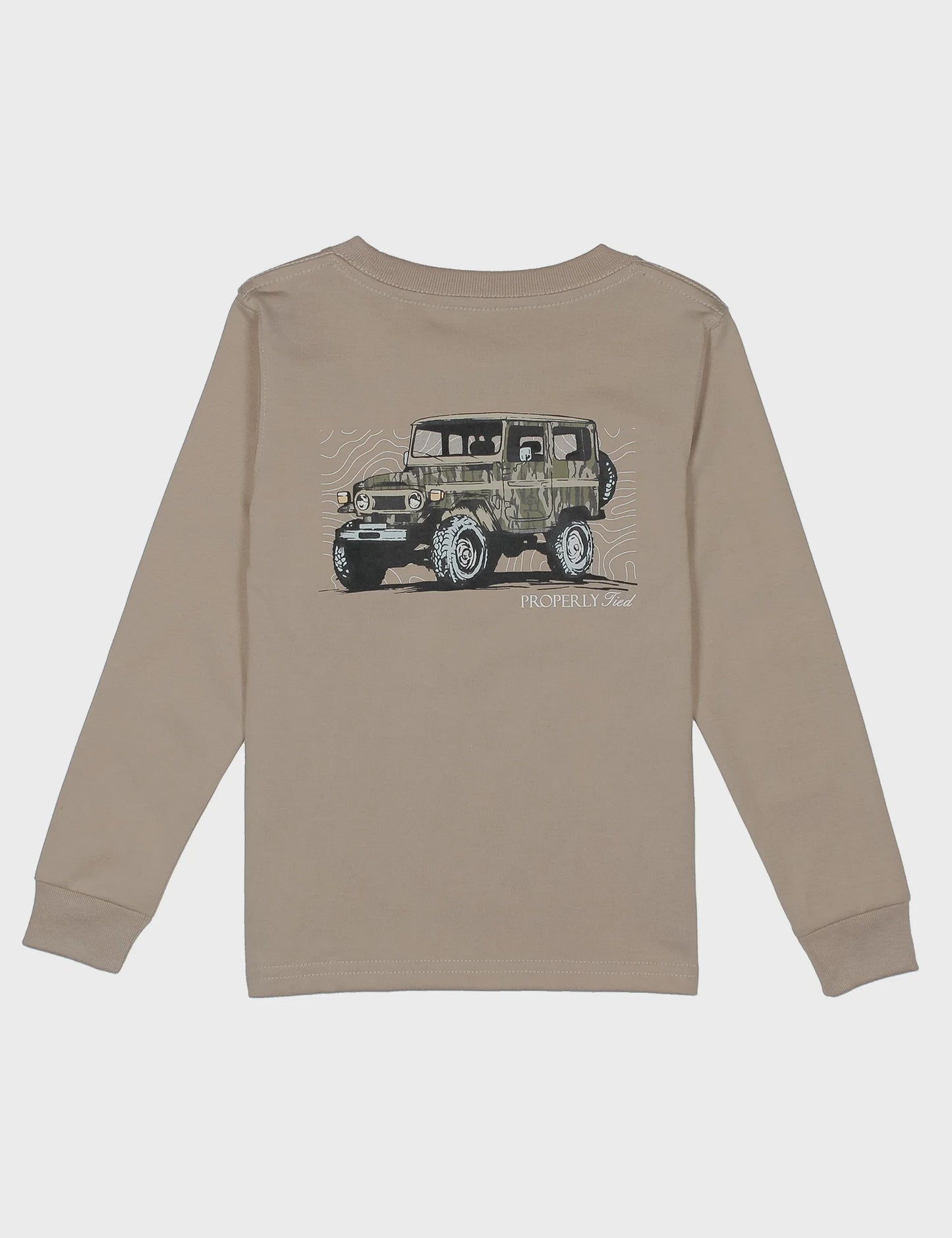 Properly Tied Mossy Oak Topo Cruiser LS Tee - Sand