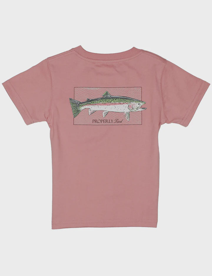 Properly Tied Boys Rainbow Trout SS Salmon Tee